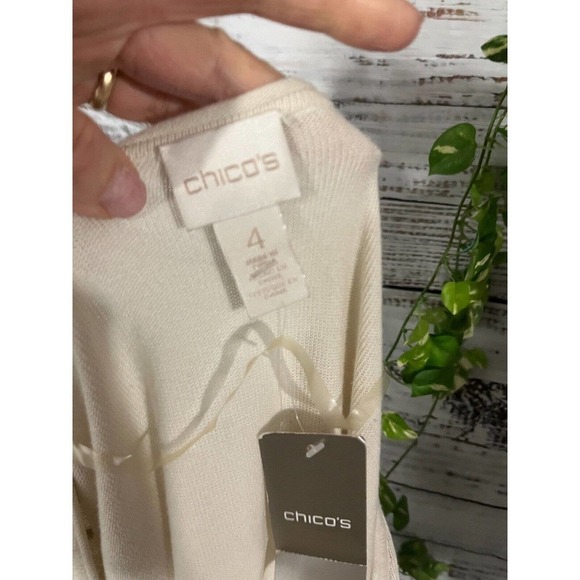 Chico's Sweater Pullover size 16 18 4 Gold Embellished Zebra Edison Chino Slim - Picture 10 of 10